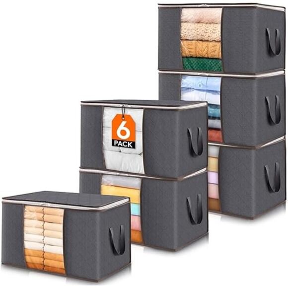 6 Pack Clothes Storage, Foldable Storage and Organization, Storage Bins with Lid - Picture 7 of 7
